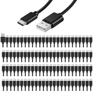 100-Pack USB C Charger Cable - Bulk USB to Type-C Charging Cords, Black 100-Pack USB C Charger Cable - Bulk USB to Type-C Charging Cords, Black