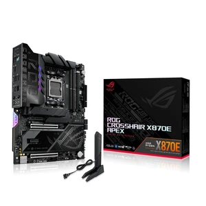 ASUS ROG Crosshair X870E APEX AMD X870E AM5 ATX Motherboard, Advanced AI PC-Ready, 18+2+2 Stages, DDR5, ROG Memory Fan, ROG DIMM.2 Card, Wi-Fi 7, 5G LAN, 3X M.2, PCIe 5.0, USB4, USB Type-C, AI OC ASUS ROG Crosshair X870E APEX AMD X870E AM5 ATX Motherboard, Advanced AI PC-Ready, 18+2+2 Stages, DDR5, ROG Memory Fan, ROG DIMM.2 Card, Wi-Fi 7, 5G LAN, 3X M.2, PCIe 5.0, USB4, USB Type-C, AI OC