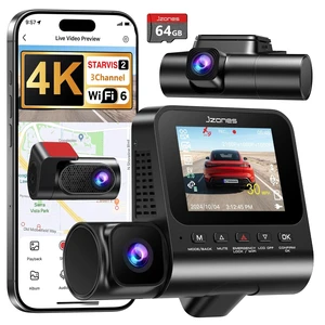 4K 3 Channel Dash Cam Front and Rear, Dash Camera for Cars, STARVIS 2 Sensor Dash Camera with HDR Night Vision, 24H Parking Mode Car Camera with GPS, Loop Recording 4K 3 Channel Dash Cam Front and Rear, Dash Camera for Cars, STARVIS 2 Sensor Dash Camera with HDR Night Vision, 24H Parking Mode Car Camera with GPS, Loop Recording