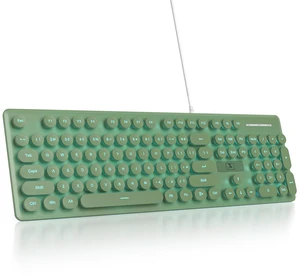 Vumilstek Wired Retro Typewriter Keyboard, Quiet Computer Keyboard Light up with Full Size 104 Round Keys Blue LED Backlit Slim Silent for Windows PC Laptop(Dark Green) Vumilstek Wired Retro Typewriter Keyboard, Quiet Computer Keyboard Light up with Full Size 104 Round Keys Blue LED Backlit Slim Silent for Windows PC Laptop(Dark Green)
