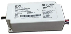 ERP Power ESS020W-0700-24 CC LED Power Supply 120-277 Vac, 87% eff, Rectangular ESS Plastic Case, Forward/Reverse Phase & 0-10V dimming, 1-100% dim Range, 16.8 W max, 700 mA Iout, 14-24 V Vout ERP Power ESS020W-0700-24 CC LED Power Supply 120-277 Vac, 87% eff, Rectangular ESS Plastic Case, Forward/Reverse Phase & 0-10V dimming, 1-100% dim Range, 16.8 W max, 700 mA Iout, 14-24 V Vout