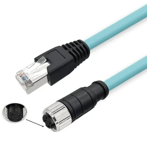 Pidwaok M12 to RJ45 Cat7 Ethernet Cable, 10Gbps 10 Gigabit, High Flexible PUR Jacket, Shielded Twisted Pair (STP) for Industrial Automation (4 Pin D-Code Female to RJ45, 1 Meter) Pidwaok M12 to RJ45 Cat7 Ethernet Cable, 10Gbps 10 Gigabit, High Flexible PUR Jacket, Shielded Twisted Pair (STP) for Industrial Automation (4 Pin D-Code Female to RJ45, 1 Meter)