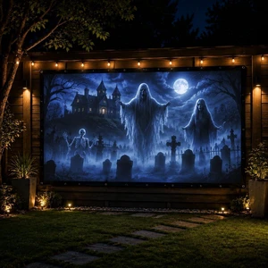 120" Halloween Projection Screen, Haunted House Window Decor, Outdoor Party 120" Halloween Projection Screen, Haunted House Window Decor, Outdoor Party