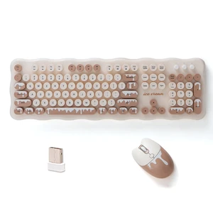 2.4G Full-Size Wireless Keyboard and Mouse Combo, Multi-Color Typewriter Style Round Keycap, Cute Candy Colors, Compatible with Notebook, PC (Ice Cream) 2.4G Full-Size Wireless Keyboard and Mouse Combo, Multi-Color Typewriter Style Round Keycap, Cute Candy Colors, Compatible with Notebook, PC (Ice Cream)
