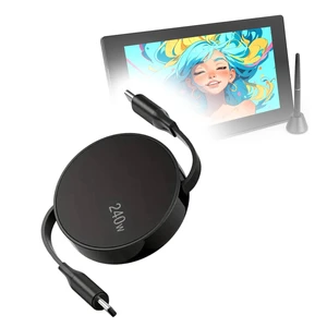 BoxWave Cable Compatible with Veikk Studio VK1200 V2 - PD miniSync (240W), Retractable PD 240W Portable USB Type-C Cable - Jet Black BoxWave Cable Compatible with Veikk Studio VK1200 V2 - PD miniSync (240W), Retractable PD 240W Portable USB Type-C Cable - Jet Black