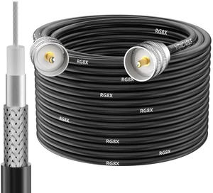 YTXCABLE RG8X Coaxial Cable Optional, PL-259 Male UHF Connector Jumper Cable, Low Loss 50 Ohm for CB HAM Radio, HF VHF Radio, Antenna Analyzer, SWR Meter (PL259 to PL259 RG8x, 100FT) YTXCABLE RG8X Coaxial Cable Optional, PL-259 Male UHF Connector Jumper Cable, Low Loss 50 Ohm for CB HAM Radio, HF VHF Radio, Antenna Analyzer, SWR Meter (PL259 to PL259 RG8x, 100FT)