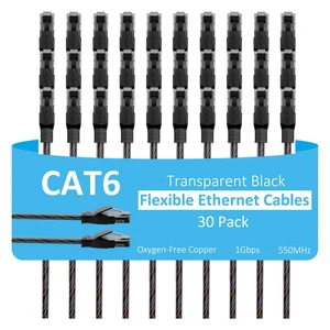 Cat6 Ethernet Cable 4 FT (30-Pack), Snagless Cat 6 Patch Cable, Upgraded Transparent Flexible PVC Jacket, OFC Oxygen-Free Copper, 1Gbps, Internet Network Cable, Cat6 Cables, UTP, Black Cable -30 Pack Cat6 Ethernet Cable 4 FT (30-Pack), Snagless Cat 6 Patch Cable, Upgraded Transparent Flexible PVC Jacket, OFC Oxygen-Free Copper, 1Gbps, Internet Network Cable, Cat6 Cables, UTP, Black Cable -30 Pack