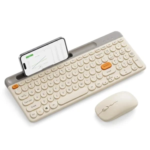Bluetooth Keyboard Mouse Combo, Dual Multi-Device Wireless Keyboard with Phone Holder, Ultra-Compact 78-Key Layout, Quiet Keys & Rechargeable, for Windows PC Laptop (White) Bluetooth Keyboard Mouse Combo, Dual Multi-Device Wireless Keyboard with Phone Holder, Ultra-Compact 78-Key Layout, Quiet Keys & Rechargeable, for Windows PC Laptop (White)
