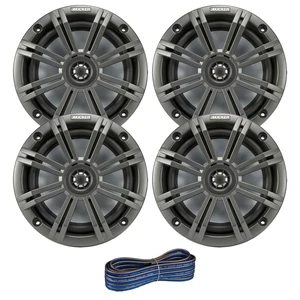 2 Pair (Qty 4) of Kicker 6.5" 2-Way 195 Watts Max Power Coaxial Marine Audio Speakers with Charcoal Grilles, 50 Feet 16-Gauge Speaker Wire 2 Pair (Qty 4) of Kicker 6.5" 2-Way 195 Watts Max Power Coaxial Marine Audio Speakers with Charcoal Grilles, 50 Feet 16-Gauge Speaker Wire