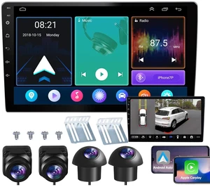 Apinowin 9" Android Car Stereo with 360 Panoramic Bird View System, Wireless CarPlay, 1080P Surround View Cameras, 4G+64G Vehicle Navigation, DSP Audio, WiFi, Bluetooth, Double Din Apinowin 9" Android Car Stereo with 360 Panoramic Bird View System, Wireless CarPlay, 1080P Surround View Cameras, 4G+64G Vehicle Navigation, DSP Audio, WiFi, Bluetooth, Double Din