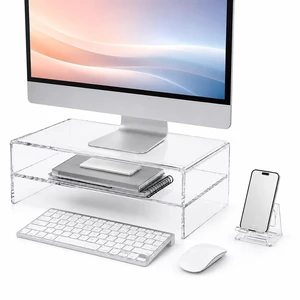 liaoyotixi Acrylic Monitor Stand Riser 2 Tier and acrylic phone stands, 5.12 Inch High Computer Monitor Stand Desk Organizer Shelf, Transparent Acrylic Desktop Riser Laptop, Office and Home Workspace liaoyotixi Acrylic Monitor Stand Riser 2 Tier and acrylic phone stands, 5.12 Inch High Computer Monitor Stand Desk Organizer Shelf, Transparent Acrylic Desktop Riser Laptop, Office and Home Workspace