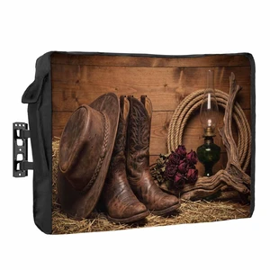 Zefadutok Cowboy Boots Hats Outdoor TV Cover Red Rose Retro Farmhouses Wood Western Waterproof Weatherproof TV Screen Protector with Remote Control Pocket for 52 to 55 Inch Television Outside Zefadutok Cowboy Boots Hats Outdoor TV Cover Red Rose Retro Farmhouses Wood Western Waterproof Weatherproof TV Screen Protector with Remote Control Pocket for 52 to 55 Inch Television Outside
