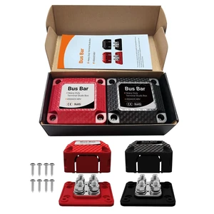 Cxcnmou 450A Heavy Duty Bus Bar, 12-48V Tin-Plated Copper Block DC Power Distribution Block with 4 x M10 Stud Posts, Red/Black for Automotive, RV, Solar Battery Systems Cxcnmou 450A Heavy Duty Bus Bar, 12-48V Tin-Plated Copper Block DC Power Distribution Block with 4 x M10 Stud Posts, Red/Black for Automotive, RV, Solar Battery Systems