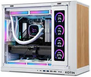 KOTIN Gaming PC -AMD Ryzen 7 9800X3D, GeForce RTX 5070 12GB, 32GB DDR5 6000MHz, 1TB PCIe 4.0 SSD, 11.3" Display, 360mm Liquid Cooler, WiFi 7, Windows 11 Home, Prebuilt Gaming Desktop PC-White KOTIN Gaming PC -AMD Ryzen 7 9800X3D, GeForce RTX 5070 12GB, 32GB DDR5 6000MHz, 1TB PCIe 4.0 SSD, 11.3" Display, 360mm Liquid Cooler, WiFi 7, Windows 11 Home, Prebuilt Gaming Desktop PC-White