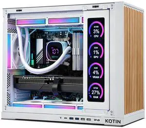 KOTIN Gaming PC -AMD Ryzen 7 9800X3D, GeForce RTX 5070 12GB, 32GB DDR5 6000MHz, 1TB PCIe 4.0 SSD, 11.3" Display, 360mm Liquid Cooler, WiFi 7, Windows 11 Home, Prebuilt Gaming Desktop PC-White KOTIN Gaming PC -AMD Ryzen 7 9800X3D, GeForce RTX 5070 12GB, 32GB DDR5 6000MHz, 1TB PCIe 4.0 SSD, 11.3" Display, 360mm Liquid Cooler, WiFi 7, Windows 11 Home, Prebuilt Gaming Desktop PC-White
