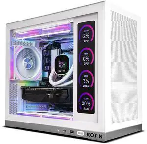 KOTIN White Gaming PC, Intel Core Ultra 7 265KF, GeForce RTX 5070 12GB, 32GB DDR5 6000MHz, 1TB PCIe 4.0 SSD, 11.3" Smart Display, 850W Gold PSU, ARGB Fans, Windows 11 Home, Prebuilt Desktop Computer KOTIN White Gaming PC, Intel Core Ultra 7 265KF, GeForce RTX 5070 12GB, 32GB DDR5 6000MHz, 1TB PCIe 4.0 SSD, 11.3" Smart Display, 850W Gold PSU, ARGB Fans, Windows 11 Home, Prebuilt Desktop Computer