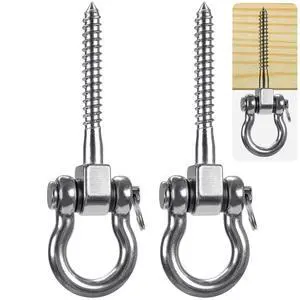 Generic Brand Set of 2 Permanent Antirust 304 Stainless Steel Heavy Duty 180° Swing Hangers 1800LB Capacity Screw Bracket for Playground, Yoga Hammock, Rope, Tire Generic Brand Set of 2 Permanent Antirust 304 Stainless Steel Heavy Duty 180° Swing Hangers 1800LB Capacity Screw Bracket for Playground, Yoga Hammock, Rope, Tire