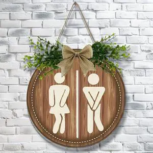 Worparsen Restroom Signs for Business Funny Bathroom Sign Boy Girl in Use Sign for Bathroom Door for Rustic Farmhouse Decor Women Gender Home, 9 Inch Wooden Color Worparsen Restroom Signs for Business Funny Bathroom Sign Boy Girl in Use Sign for Bathroom Door for Rustic Farmhouse Decor Women Gender Home, 9 Inch Wooden Color