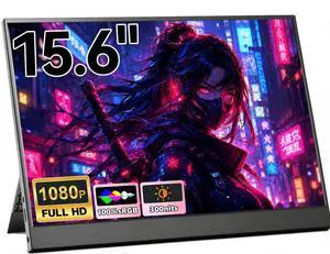 15.6" FHD 1080P Portable Monitor, Ultra-Thin IPS Second Screen with Built-in Kickstand & Dual Speakers, USB-C HDMI External Display for Laptop PC Mac PS4 Switch, Plug & Play 15.6" FHD 1080P Portable Monitor, Ultra-Thin IPS Second Screen with Built-in Kickstand & Dual Speakers, USB-C HDMI External Display for Laptop PC Mac PS4 Switch, Plug & Play
