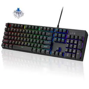 Mechanical Keyboard, Wired 104 Keys Full Size RGB LED Backlit Gaming Keyboard with Blue Switches, Anti-Ghosting, USB Keyboard for Windows PC, Mac, Laptop, Xbox Mechanical Keyboard, Wired 104 Keys Full Size RGB LED Backlit Gaming Keyboard with Blue Switches, Anti-Ghosting, USB Keyboard for Windows PC, Mac, Laptop, Xbox