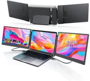 14" Triple Laptop Screen Extender, 1080P FHD Portable Laptop Monitor, Plug & Play Dual Monitor Extender for MacBook, Windows Laptops & ChromeOS( Built-in Speakers ) 14" Triple Laptop Screen Extender, 1080P FHD Portable Laptop Monitor, Plug & Play Dual Monitor Extender for MacBook, Windows Laptops & ChromeOS( Built-in Speakers )