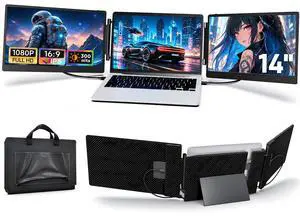 14" Laptop Screen Extender Monitor Portable, Tripe monitor portable screen extender with 1080P FHD IPS Display, Plug and Play via HDMI/Type-C for Mac/Windows/Android/Dex 14" Laptop Screen Extender Monitor Portable, Tripe monitor portable screen extender with 1080P FHD IPS Display, Plug and Play via HDMI/Type-C for Mac/Windows/Android/Dex