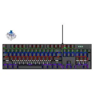 Wired 104 Key Full Size Mechanical Gaming Keyboard, RGB LED Backlit Blue Switch Keyboard, 26-Key Anti-Ghosting, Splash-Proof Ergonomic USB Keyboard for PC Laptop Mac Xbox Wired 104 Key Full Size Mechanical Gaming Keyboard, RGB LED Backlit Blue Switch Keyboard, 26-Key Anti-Ghosting, Splash-Proof Ergonomic USB Keyboard for PC Laptop Mac Xbox