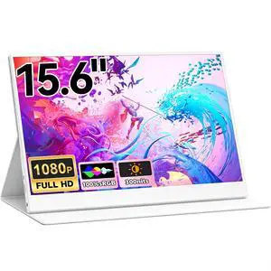 Portable Monitor, 15.6" FHD 1080P IPS Ultra-Slim Screen with 100% sRGB, USB-C & HDMI Plug & Play, Built-in Speakers & Protective Case, External Second Screen for Laptop/Mac/Switch/Xbox Portable Monitor, 15.6" FHD 1080P IPS Ultra-Slim Screen with 100% sRGB, USB-C & HDMI Plug & Play, Built-in Speakers & Protective Case, External Second Screen for Laptop/Mac/Switch/Xbox
