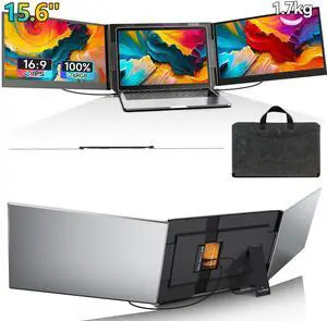 15.6'' Triple Laptop Screen Extender, Ultra-Thin 1080P FHD Portable Monitor for Laptop, Screen Extended Monitors for 13"-16.5", Plug-Play, Dual Monitor Extender for Mac/Windows/Chrome (Built-in Speake 15.6'' Triple Laptop Screen Extender, Ultra-Thin 1080P FHD Portable Monitor for Laptop, Screen Extended Monitors for 13"-16.5", Plug-Play, Dual Monitor Extender for Mac/Windows/Chrome (Built-in Speake