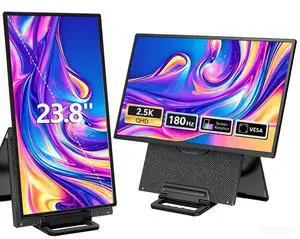 23.8 Inch 2.5K 180Hz Portable Gaming Monitor, 2560x1440 IPS, Height Adjustable Stand, USB-C/Type-C/USB-A/HDMI External Secondary Screen for Laptop/Mac/PC/Windows 23.8 Inch 2.5K 180Hz Portable Gaming Monitor, 2560x1440 IPS, Height Adjustable Stand, USB-C/Type-C/USB-A/HDMI External Secondary Screen for Laptop/Mac/PC/Windows