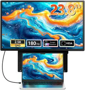 23.8" 2.5K QHD 180Hz Portable Gaming Monitor, IPS Display with Kickstand, Built-in Speakers, USB-C & HDMI, VESA Compatible for Laptop, PC, Mac, Xbox 23.8" 2.5K QHD 180Hz Portable Gaming Monitor, IPS Display with Kickstand, Built-in Speakers, USB-C & HDMI, VESA Compatible for Laptop, PC, Mac, Xbox
