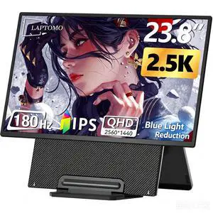 23.8" Portable Monitor, 2K QHD 1440P, 180Hz, Large Portable Display with Built-in Stand, IPS Panel, VESA Mount, OTG Support, USB-C & HDMI, External Monitor for Laptop, PC, PS5, Xbox, Switch, Mac 23.8" Portable Monitor, 2K QHD 1440P, 180Hz, Large Portable Display with Built-in Stand, IPS Panel, VESA Mount, OTG Support, USB-C & HDMI, External Monitor for Laptop, PC, PS5, Xbox, Switch, Mac