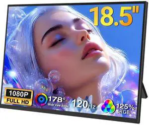 18.5" FHD 1080P Portable Monitor, 120Hz FreeSync IPS Gaming Monitor, 125% sRGB, Dual Speakers, VESA Compatible with Stand, USB-C & Mini HDMI portable laptop monitor for Gaming & Travel 18.5" FHD 1080P Portable Monitor, 120Hz FreeSync IPS Gaming Monitor, 125% sRGB, Dual Speakers, VESA Compatible with Stand, USB-C & Mini HDMI portable laptop monitor for Gaming & Travel