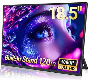 18.5" 120Hz FreeSync Portable Monitor, 125% sRGB FHD 1080P IPS Gaming Monitor with VESA & Stand, USB-C & Mini HDMI External Monitor for PC, Mac, PS5, Xbox, Switch, Ultra-Slim & Lightweight Frameless 18.5" 120Hz FreeSync Portable Monitor, 125% sRGB FHD 1080P IPS Gaming Monitor with VESA & Stand, USB-C & Mini HDMI External Monitor for PC, Mac, PS5, Xbox, Switch, Ultra-Slim & Lightweight Frameless