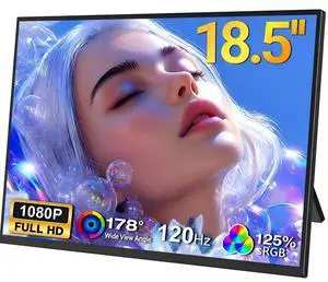 18.5" FHD 1080P Portable Monitor, 120Hz FreeSync IPS Gaming Monitor, 125% sRGB, Dual Speakers, VESA Compatible with Stand, USB-C & Mini HDMI portable laptop monitor for Gaming & Travel 18.5" FHD 1080P Portable Monitor, 120Hz FreeSync IPS Gaming Monitor, 125% sRGB, Dual Speakers, VESA Compatible with Stand, USB-C & Mini HDMI portable laptop monitor for Gaming & Travel