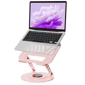 Laptop Stand for Desk, Adjustable Computer Stand with 360° Rotating Base, Ergonomic Laptop Riser for Collaborative Work, Foldable & Portable, Compatible with MacBook Pro, All Laptops 10 -17.3" - Pink Laptop Stand for Desk, Adjustable Computer Stand with 360° Rotating Base, Ergonomic Laptop Riser for Collaborative Work, Foldable & Portable, Compatible with MacBook Pro, All Laptops 10 -17.3" - Pink