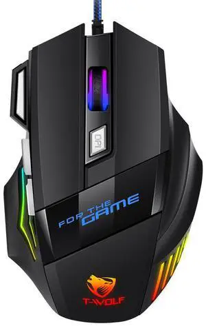 RGB Gaming Mouse, Wired USB Optical Gamer Mouse, up to 2400 DPI, 7 Buttons with RapidFire Key, 7 Backlit Modes, Ergonomic Computer Mouse for PC Laptop Windows Mac RGB Gaming Mouse, Wired USB Optical Gamer Mouse, up to 2400 DPI, 7 Buttons with RapidFire Key, 7 Backlit Modes, Ergonomic Computer Mouse for PC Laptop Windows Mac