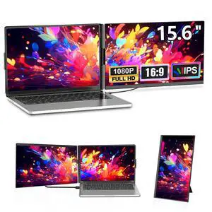 15.6" Portable Laptop Extended Monitor, FHD 1080P IPS Dual Screen Display, Detachable Plug & Play External Monitor with USB-C HDMI, Compatibility for Windows Mac Android Switch PS5, No Driver Needed 15.6" Portable Laptop Extended Monitor, FHD 1080P IPS Dual Screen Display, Detachable Plug & Play External Monitor with USB-C HDMI, Compatibility for Windows Mac Android Switch PS5, No Driver Needed