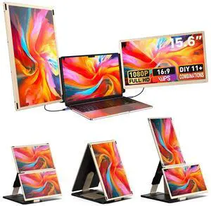 Laptop Extender 15.6-inch, 1080P FHD Portable Monitor with 120% sRGB, 235Rotation Detachable Screen, Plug & Play, Triple Screen Laptop Monitor Extender Compatible with Windows, Mac, Chrome Laptop Extender 15.6-inch, 1080P FHD Portable Monitor with 120% sRGB, 235Rotation Detachable Screen, Plug & Play, Triple Screen Laptop Monitor Extender Compatible with Windows, Mac, Chrome