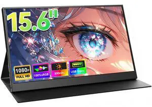Portable Monitor, 15.6" FHD 1080P IPS Ultra-Slim Screen with 100% sRGB, USB-C & HDMI Plug & Play, Built-in Speakers & Protective Case, External Second Screen for Laptop/Mac/Switch/Xbox Portable Monitor, 15.6" FHD 1080P IPS Ultra-Slim Screen with 100% sRGB, USB-C & HDMI Plug & Play, Built-in Speakers & Protective Case, External Second Screen for Laptop/Mac/Switch/Xbox
