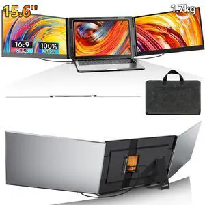 Laptop Screen Extender Triple 15.6", 1080P FHD IPS 0.18" Ultra-Slim & 3.9 lbs, Plug-Play Portable Monitor for Laptops Fits 12-17" Laptops, Compatible with Win/Mac/Android Laptop Screen Extender Triple 15.6", 1080P FHD IPS 0.18" Ultra-Slim & 3.9 lbs, Plug-Play Portable Monitor for Laptops Fits 12-17" Laptops, Compatible with Win/Mac/Android