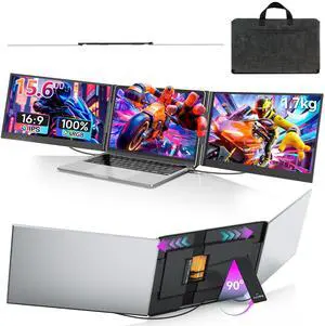 15.6 Laptop Screen Extender, 1080P FHD Ultra Light & Portable Triple Monitor for Laptops, Fit for 12"-17" Laptops, Plug & Play Travel Monitor Extender Compatible with Wins/MacOS/Chrome 15.6 Laptop Screen Extender, 1080P FHD Ultra Light & Portable Triple Monitor for Laptops, Fit for 12"-17" Laptops, Plug & Play Travel Monitor Extender Compatible with Wins/MacOS/Chrome