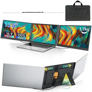 15.6" Laptop Screen Extender, 1080P FHD Triple Portable Monitor for Laptops, Ultra-Slim Travel Dual Monitor Fit for 12" -17" Laptops, USB-C Plug&Play Extended Screen Compatible with Win/Mac/Android 15.6" Laptop Screen Extender, 1080P FHD Triple Portable Monitor for Laptops, Ultra-Slim Travel Dual Monitor Fit for 12" -17" Laptops, USB-C Plug&Play Extended Screen Compatible with Win/Mac/Android