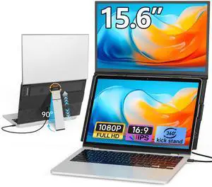 Laptop Screen Extender 15.6", Portable Dual Monitor for 13 -17 Laptops, Ultra-Slim Clamp-On Vertical Dual IPS 1080P Screen Monitor Extender, Plug & Play USB-C HDMI for Office Travel Laptop Screen Extender 15.6", Portable Dual Monitor for 13 -17 Laptops, Ultra-Slim Clamp-On Vertical Dual IPS 1080P Screen Monitor Extender, Plug & Play USB-C HDMI for Office Travel