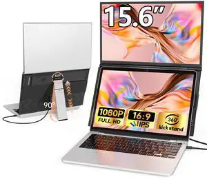 15.6" Dual Laptop Screen Extender - Ultra Thin & Lightweight (2.2lb) Stacked Foldable Portable Monitor, FHD 1080P Ergonomic Travel Display, Plug & Play USB-C/HDMI for 13-17" Mac/Windows Laptops 15.6" Dual Laptop Screen Extender - Ultra Thin & Lightweight (2.2lb) Stacked Foldable Portable Monitor, FHD 1080P Ergonomic Travel Display, Plug & Play USB-C/HDMI for 13-17" Mac/Windows Laptops