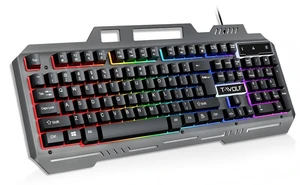 RGB Gaming Keyboard, Wired 104-Key Full Size Keyboard with Mechanical Feel, Metal Panel, Phone Holder, IP57 Waterproof, Ultra Responsive & Quiet Typing, Computer Keyboard for PC/Mac Gamers RGB Gaming Keyboard, Wired 104-Key Full Size Keyboard with Mechanical Feel, Metal Panel, Phone Holder, IP57 Waterproof, Ultra Responsive & Quiet Typing, Computer Keyboard for PC/Mac Gamers