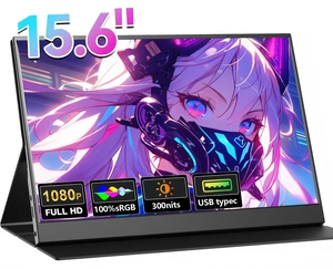 Portable Monitor, 15.6" FHD 1080P IPS Ultra-Slim Screen with 100% sRGB, USB-C & HDMI Plug & Play, Built-in Speakers & Protective Case, External Second Screen for Laptop/Mac/Switch/Xbox Portable Monitor, 15.6" FHD 1080P IPS Ultra-Slim Screen with 100% sRGB, USB-C & HDMI Plug & Play, Built-in Speakers & Protective Case, External Second Screen for Laptop/Mac/Switch/Xbox