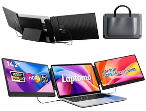 14.2" Laptop Screen Extender, FHD 1080P IPS Portable Monitor for Laptop, Triple Screen Monitor Extender, Compatible with 13"-17" Laptops, HDMI/USB-A/C Plug&Play for Windows, Mac, Android 14.2" Laptop Screen Extender, FHD 1080P IPS Portable Monitor for Laptop, Triple Screen Monitor Extender, Compatible with 13"-17" Laptops, HDMI/USB-A/C Plug&Play for Windows, Mac, Android