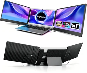 14.1" Triple Laptop Screen Extender, FHD 1080P IPS Portable Monitor for Laptop, Triple Screen Monitor Extender Compatible with 13"-17" Laptops, HDMI/USB-A/C Plug-Play for Mac/Windows/Android/Dex 14.1" Triple Laptop Screen Extender, FHD 1080P IPS Portable Monitor for Laptop, Triple Screen Monitor Extender Compatible with 13"-17" Laptops, HDMI/USB-A/C Plug-Play for Mac/Windows/Android/Dex