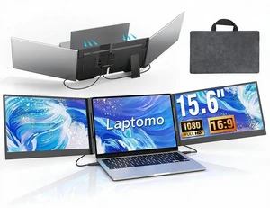 15.6 Triple Laptop Screen Extender, 1080P FHD Portable Dual Monitor for Laptop USB C HDMI, Plug-Play Monitor Extender for Triple Display for Mac/Windows, Fit 13-17.3 Laptops 15.6 Triple Laptop Screen Extender, 1080P FHD Portable Dual Monitor for Laptop USB C HDMI, Plug-Play Monitor Extender for Triple Display for Mac/Windows, Fit 13-17.3 Laptops